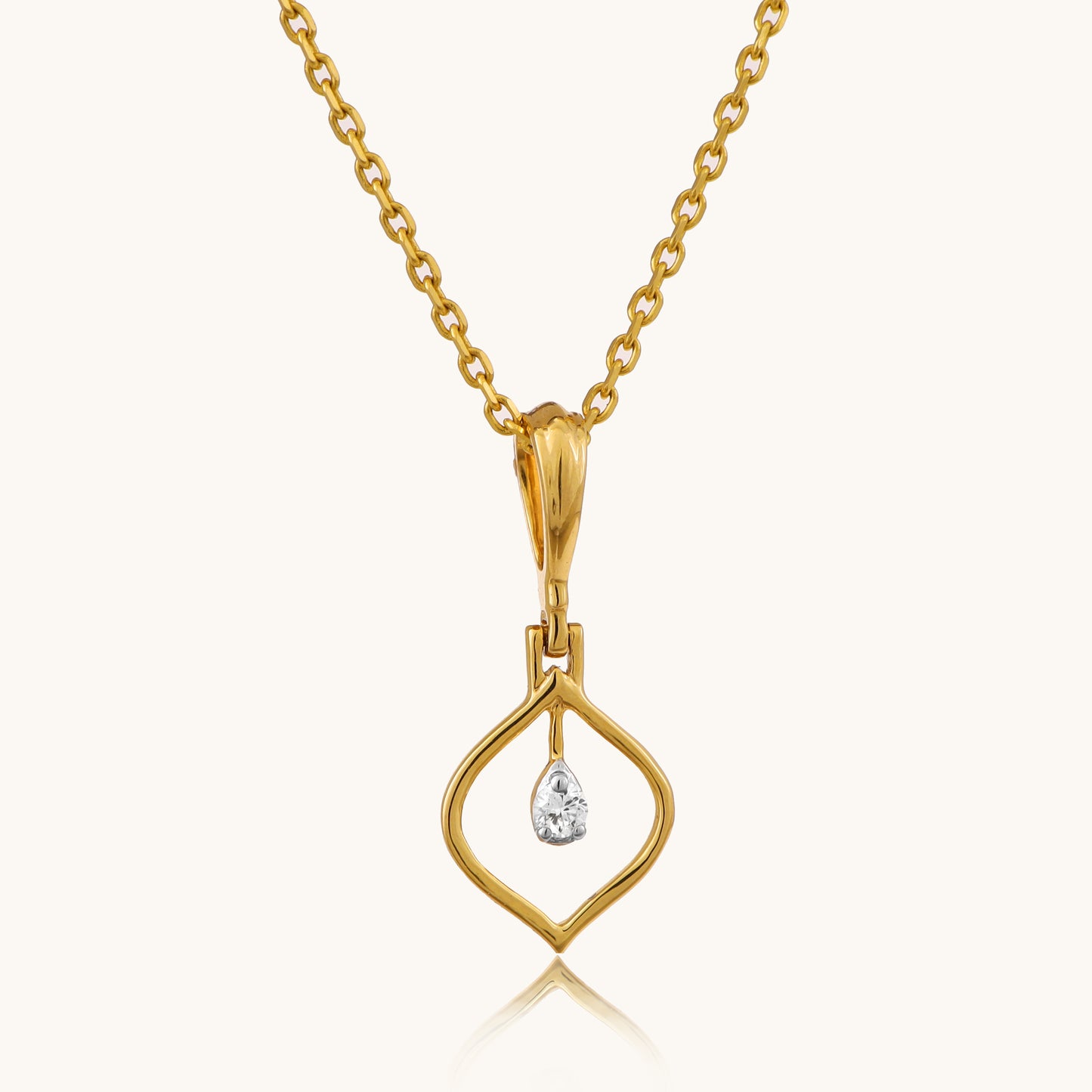 Enhance your everyday style with our charming 18kt gold Droplet Diamond Pendant. Discover timeless beauty with our Spring Diamond Bracelet, an exquisite piece priced under Rs. 10,000, perfect for everyday wear and thoughtful gifts. This minimalist pendant adds a delicate sparkle to any ensemble, whether it's casual wear, workwear, or special occasions.