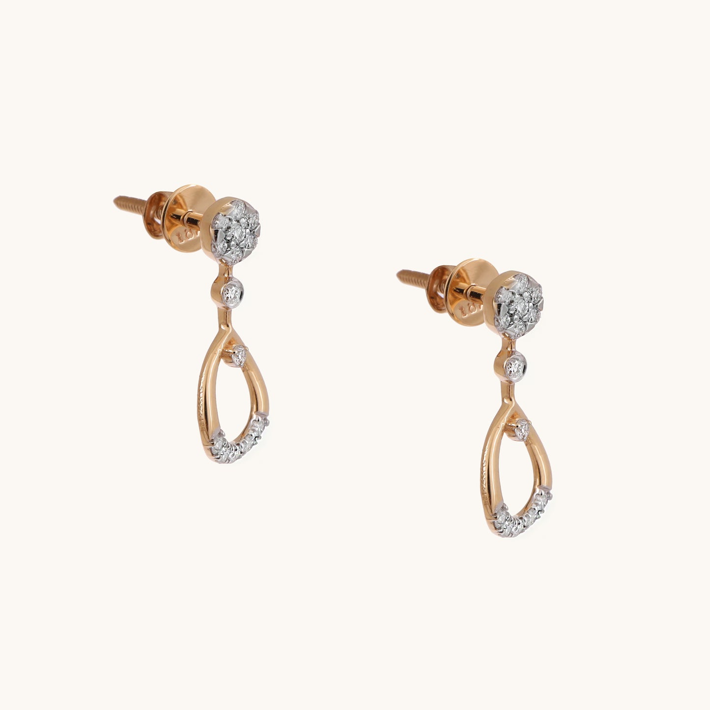 Elegant Orbit Diamond Earring in 18kt gold with IGI certified VVS diamonds, perfect for everyday wear and gifts under Rs. 35k.
