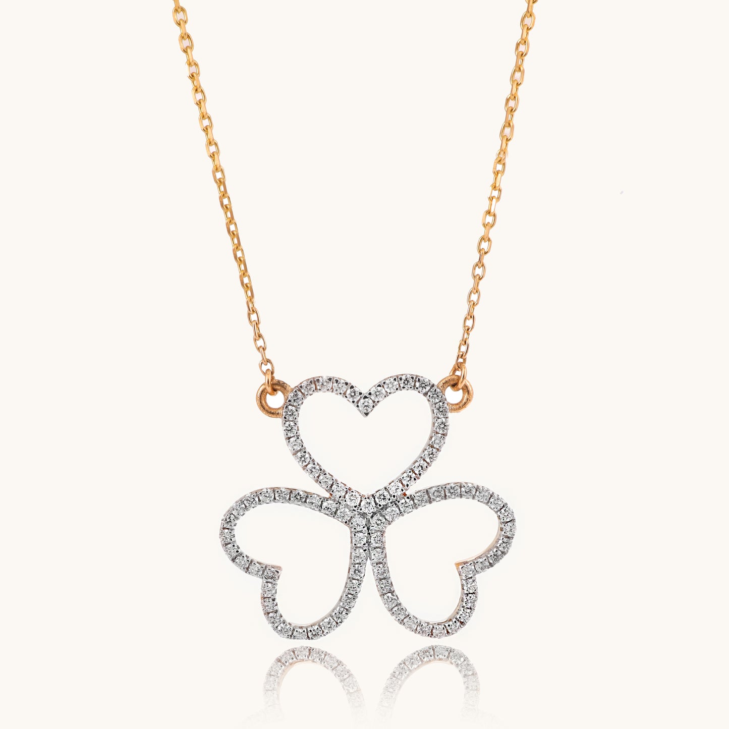 Evelyn Diamond Necklace by Caratly Luxury Jewels, crafted in 18kt gold with IGI certified VVS diamonds, offering affordable luxury for everyday wear and special occasions under Rs.50k.