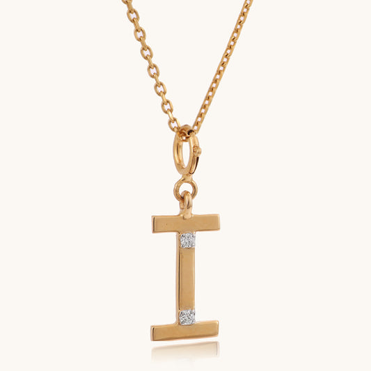 Alphabet "I" Diamond Pendant in 18kt gold & natural VVS diamonds; BIS-certified perfect gift for her under 15,000