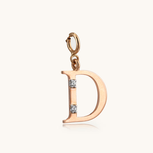 18kt gold "D" initial pendant with VVS diamonds—affordable luxury fine jewellery for women.
