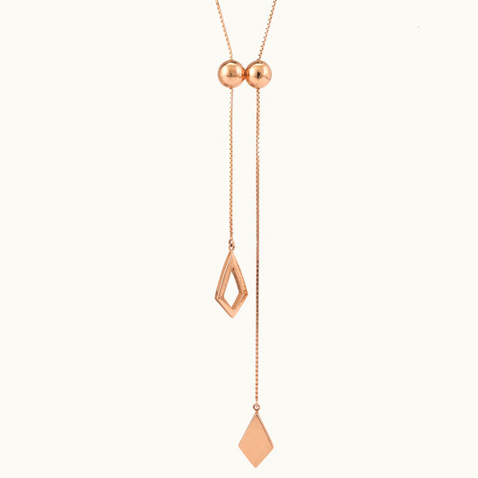 Gold Lariat Necklace in 18kt gold with—fine jewellery for modern elegance & layering.