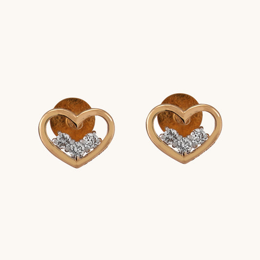 18kt Gold Love Earrings with natural VVS-VH diamonds. Affordable luxury jewellery for women.