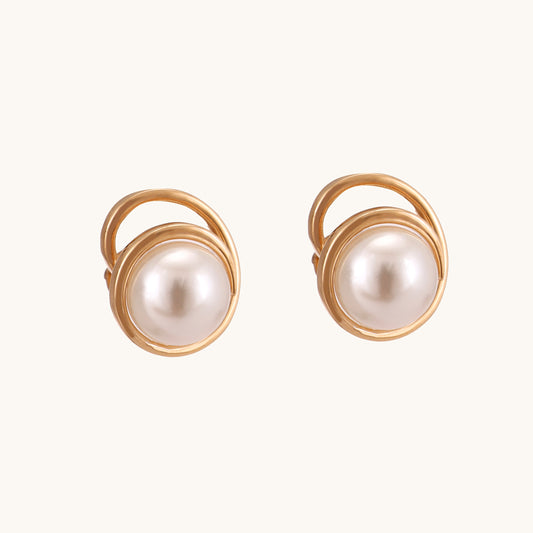 18kt gold pearl loop earrings —refined fine jewellery under ₹50,000.