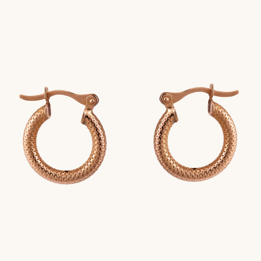 18kt Gold Textured Earrings. Affordable fine jewellery for modern women.