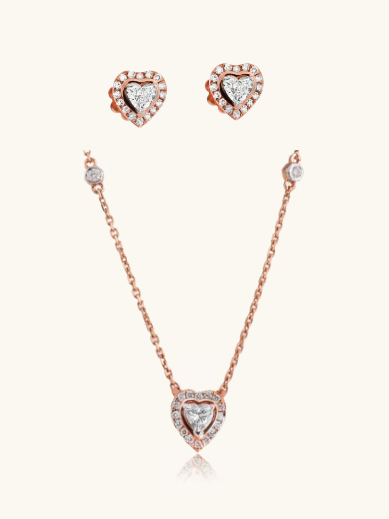 Stunning 18kt gold diamond necklace & earrings—affordable fine jewellery with trendy aesthetics.