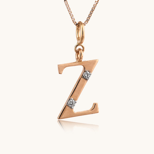 18kt gold "Z" initial pendant with VVS diamonds – stylish, affordable fine jewellery under ₹15,000.