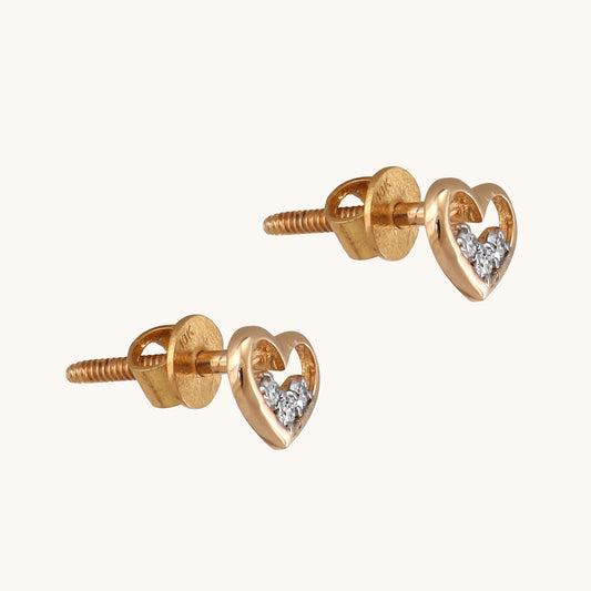 18kt Gold Love Earrings with natural VVS-VH diamonds. Affordable luxury jewellery for women.