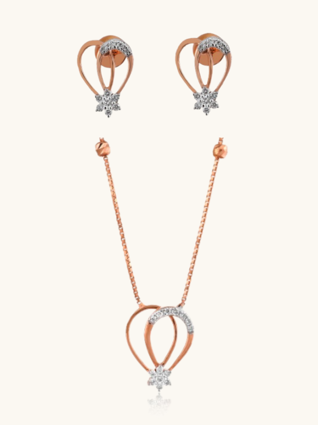 18kt gold Starlight Diamond jewellery set with natural diamonds, BIS hallmarked, IGI certified under Rs. 70,000