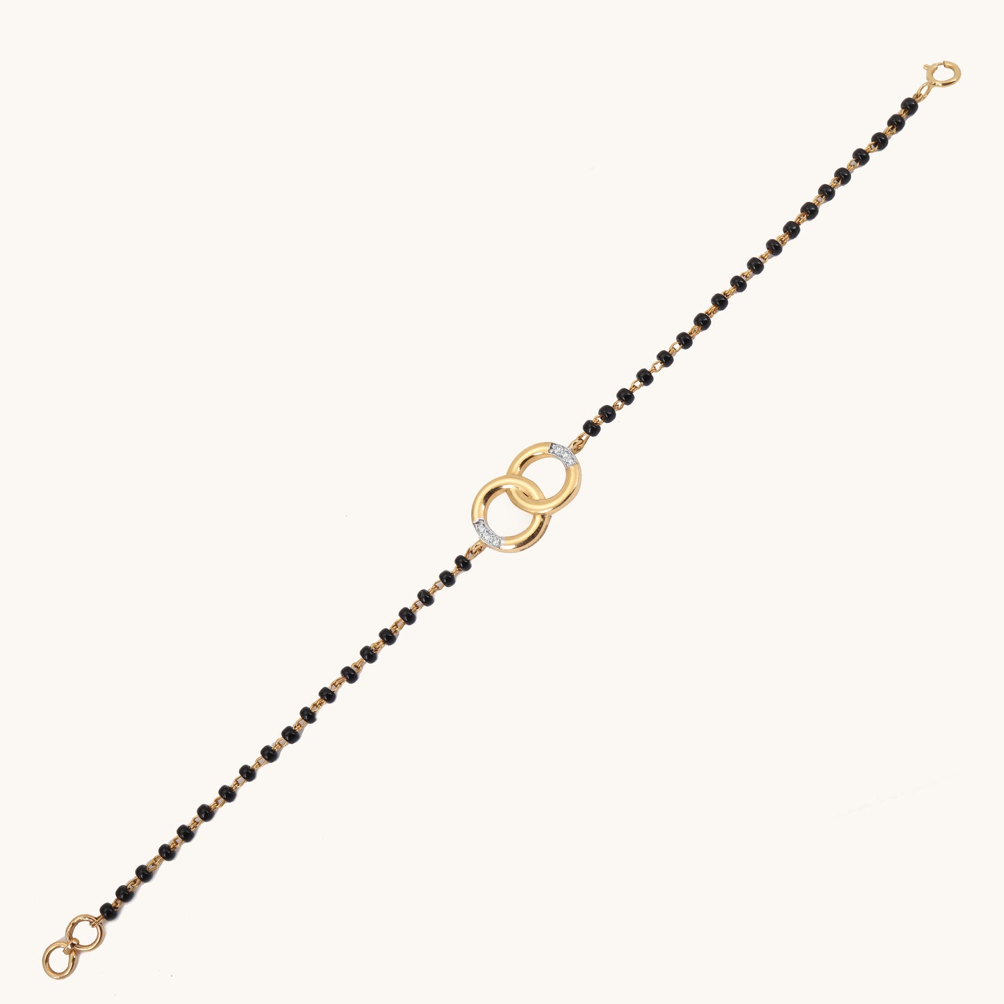 Bond Diamond Mangalsutra Bracelet, 18kt gold & natural VVS diamonds; certified BIS gift for her now under 40,000