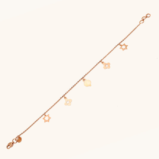 Charms Gold Bracelet in 18kt gold under 20,000; certified BIS jewelry gift for her everyday.