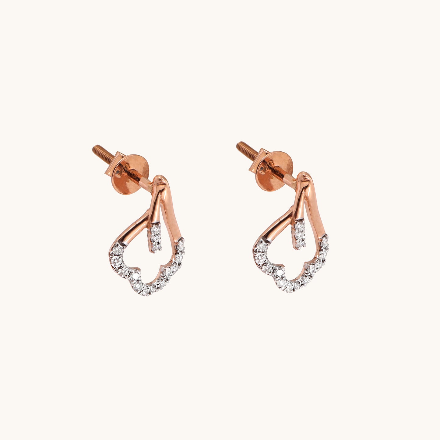 Elegant Clubs Diamond Earrings in 18kt gold with IGI-certified VVS diamonds from Caratly Luxury Jewelry Collection under Rs. 25k.