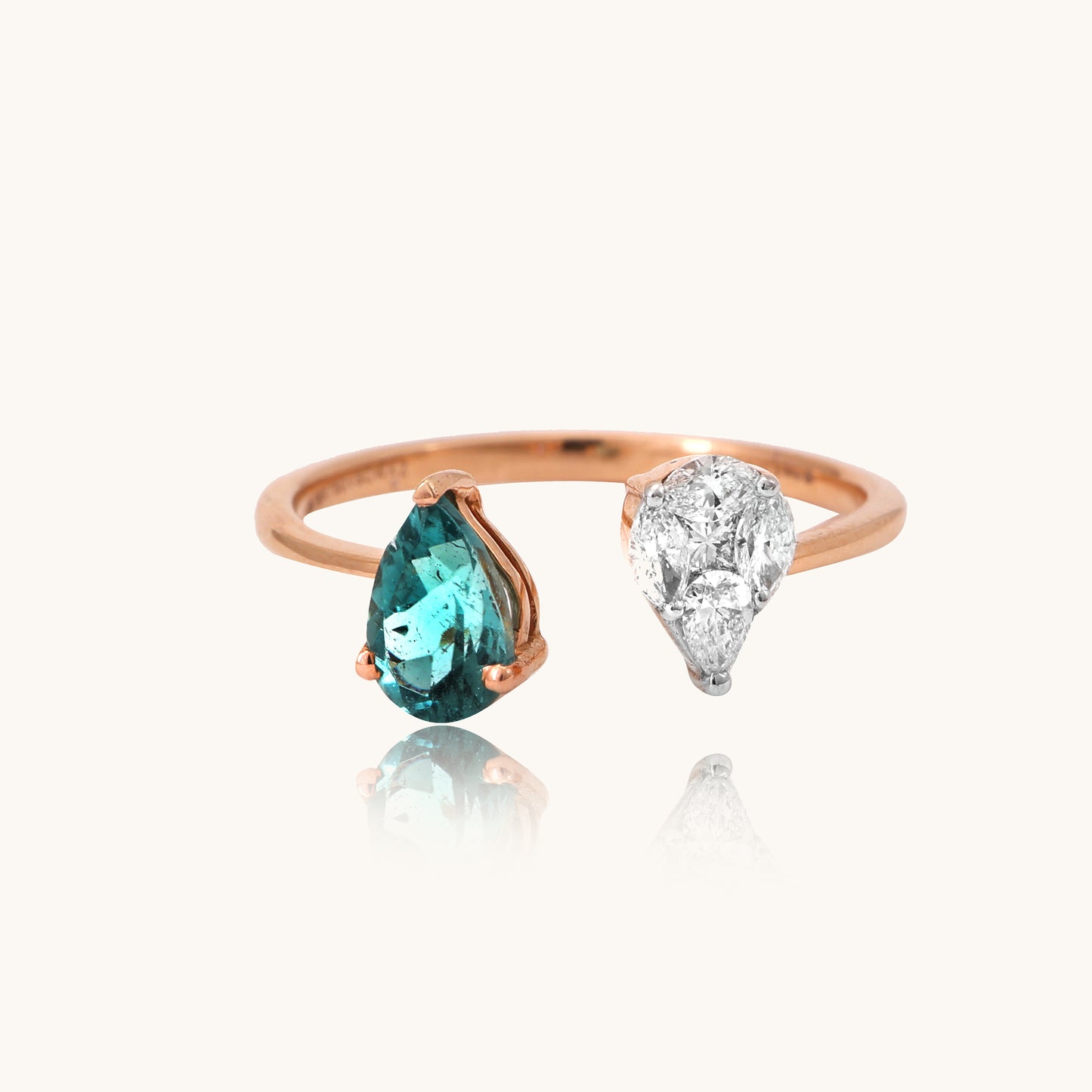 Diamond Tourmaline Ring in 18kt gold with natural diamonds; certified BIS minimalist gift for her under 40,000