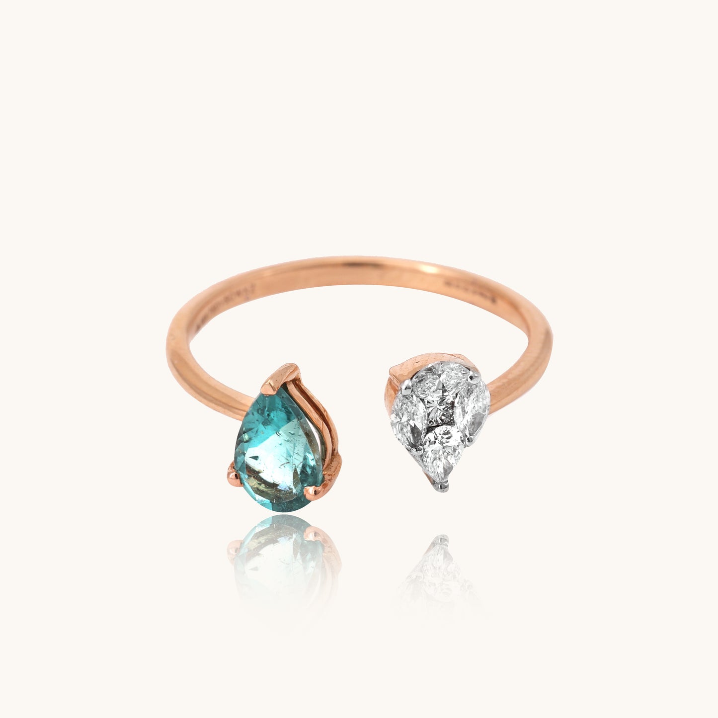 Diamond Tourmaline Ring in 18kt gold with natural diamonds; certified BIS minimalist gift for her under 40,000