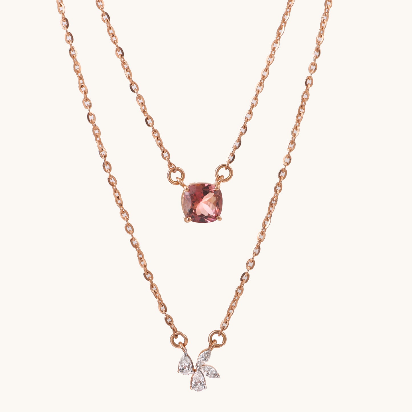 Double Line Diamond Necklace 18kt gold, natural VVS diamonds; certified BIS minimalist gift for her under 60,000