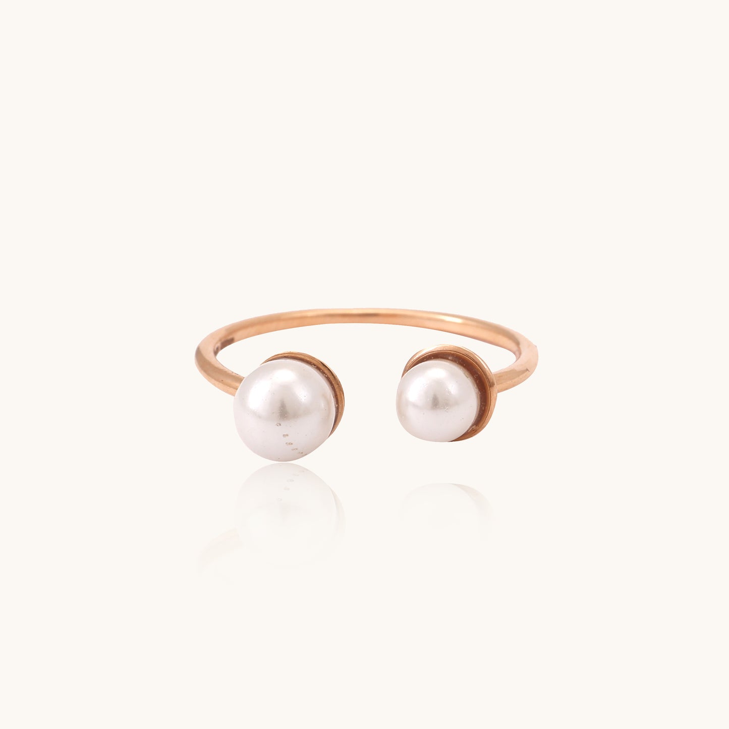 Double Pearl Gold Ring in 18kt gold with pearls; BIS-certified jewelry gift for her under 15,000
