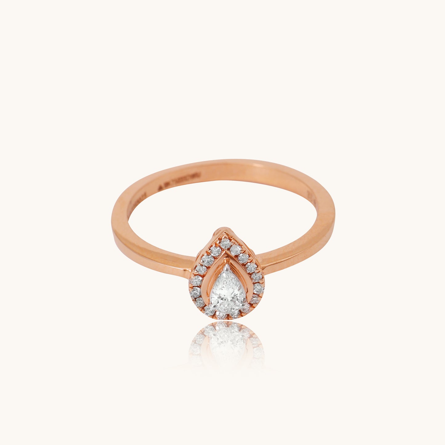 Drop Solitaire Diamond Ring in 18kt gold, natural VVS diamonds; BIS-certified gift for her now under 40,000