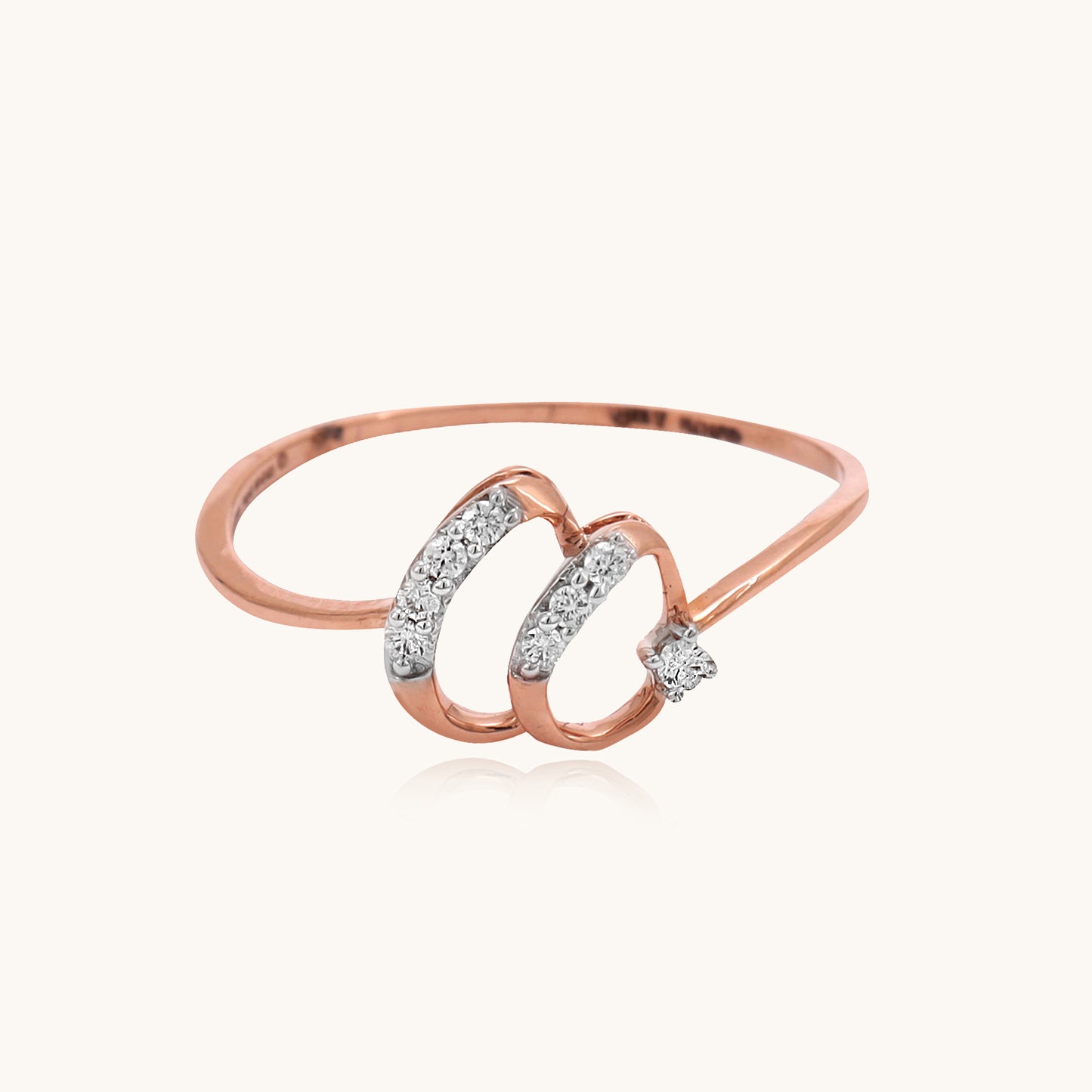 Caratly Dual Diamond Ring in 18kt gold featuring IGI certified VVS diamonds. Affordable, luxury jewelry for women, ideal for everyday wear or as a special gift under Rs. 15k.