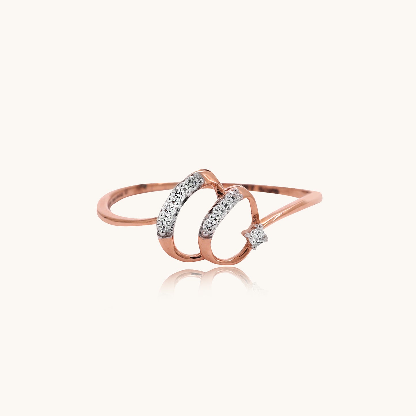Caratly Dual Diamond Ring in 18kt gold featuring IGI certified VVS diamonds. Affordable, luxury jewelry for women, ideal for everyday wear or as a special gift under Rs. 15k.