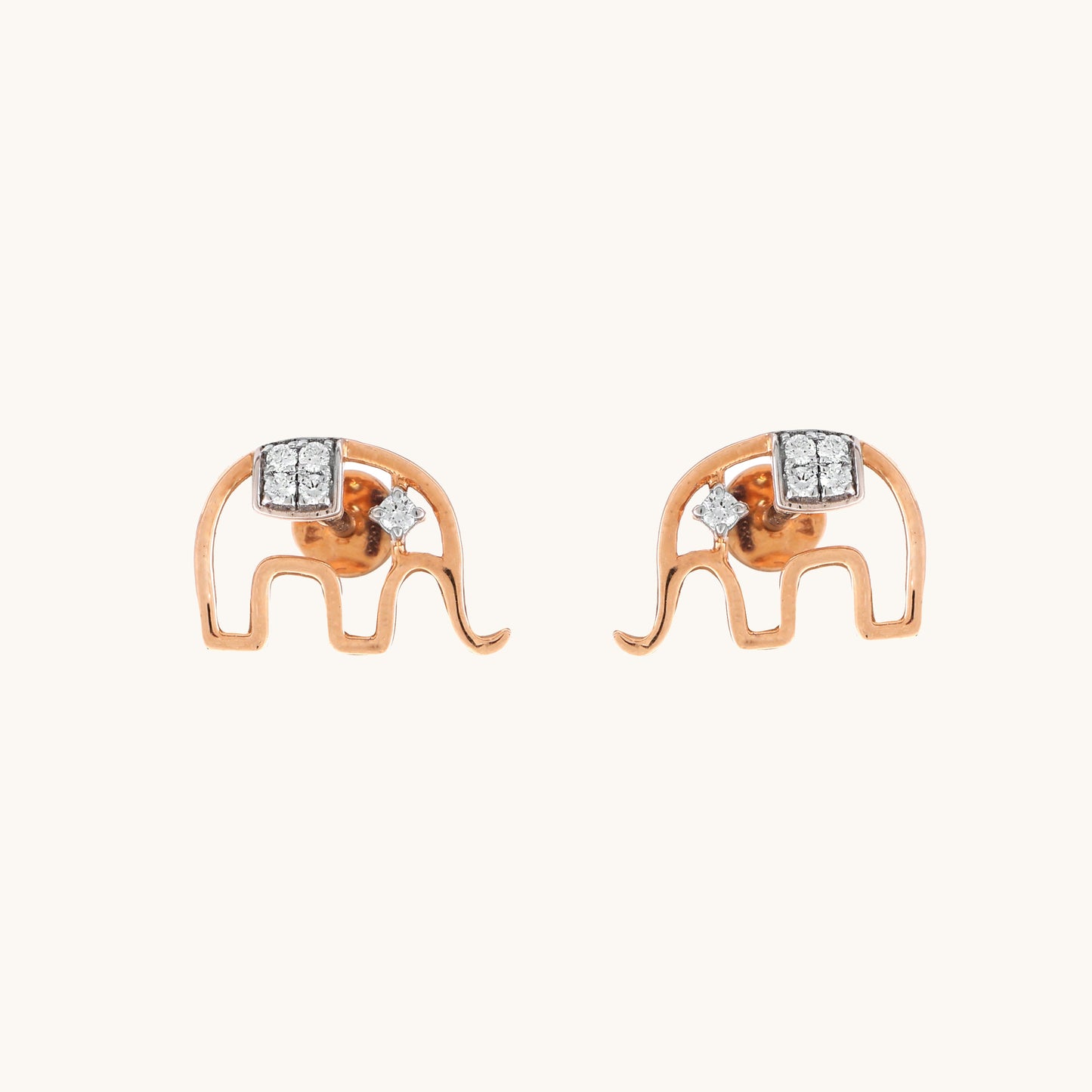 Elephant Diamond Earrings in 18kt gold & VVS diamonds; BIS certified minimalist gift for her under 20,000