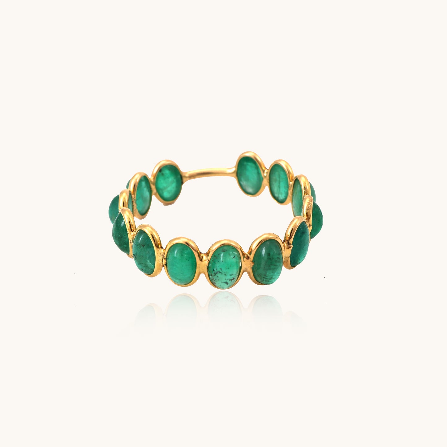 Emerald Gold Band in 18kt gold with emeralds; certified BIS jewelry, perfect for her now under 30,000