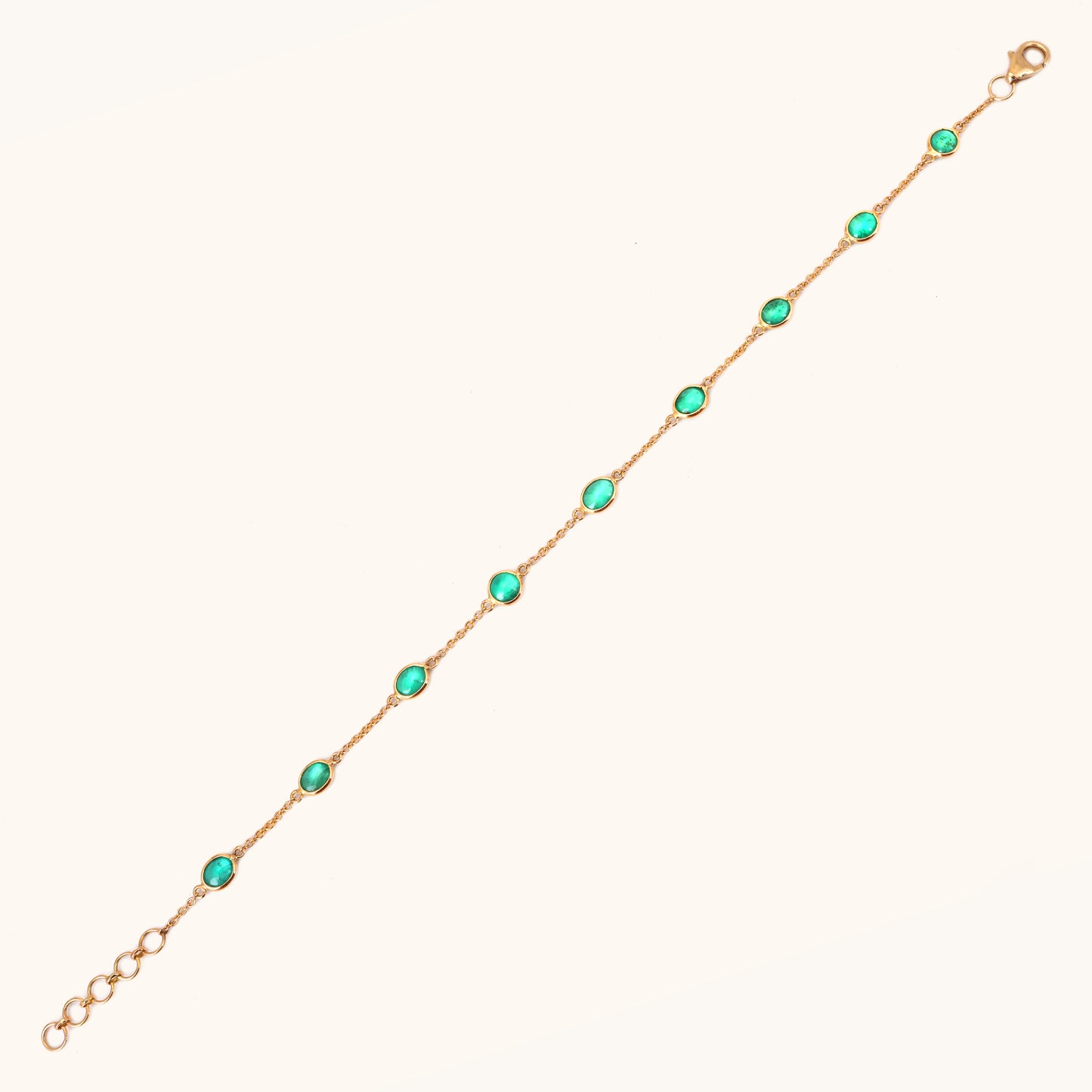 Emerald Gold Bracelet in 18kt gold & emeralds; certified BIS hallmarked minimal gift for her under 30,000