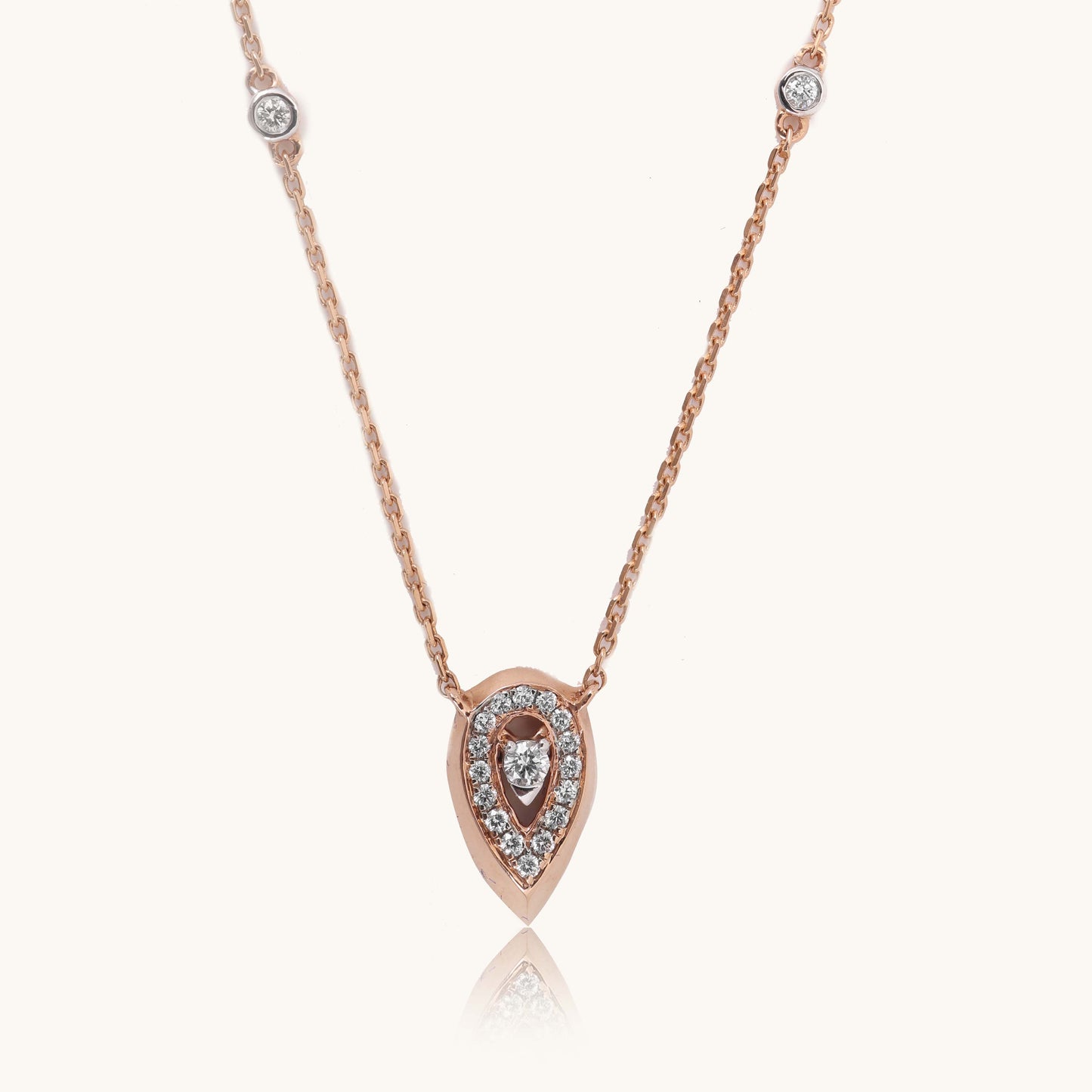 Fancy Drop Diamond Necklace: 18kt gold, natural VVS diamonds; certified BIS minimalist gift for her under 60,000