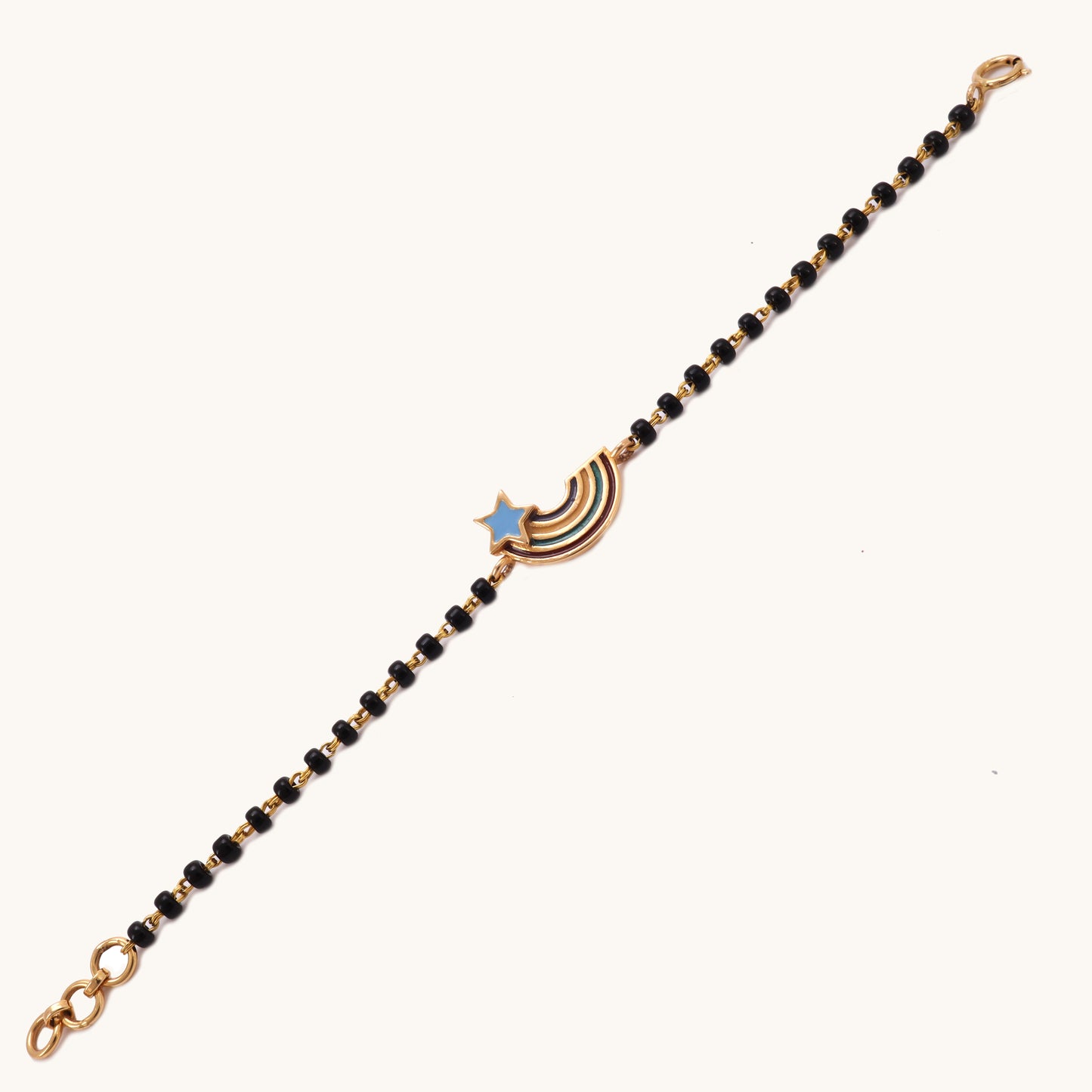 Gold Rainbow Nazariya for babies in 18kt gold, featuring IGI-certified VVS diamonds. Ideal for luxury jewelry gifting and everyday wear under Rs. 25k. Shop Caratly Jewelry for high-quality, affordable diamond jewelry.