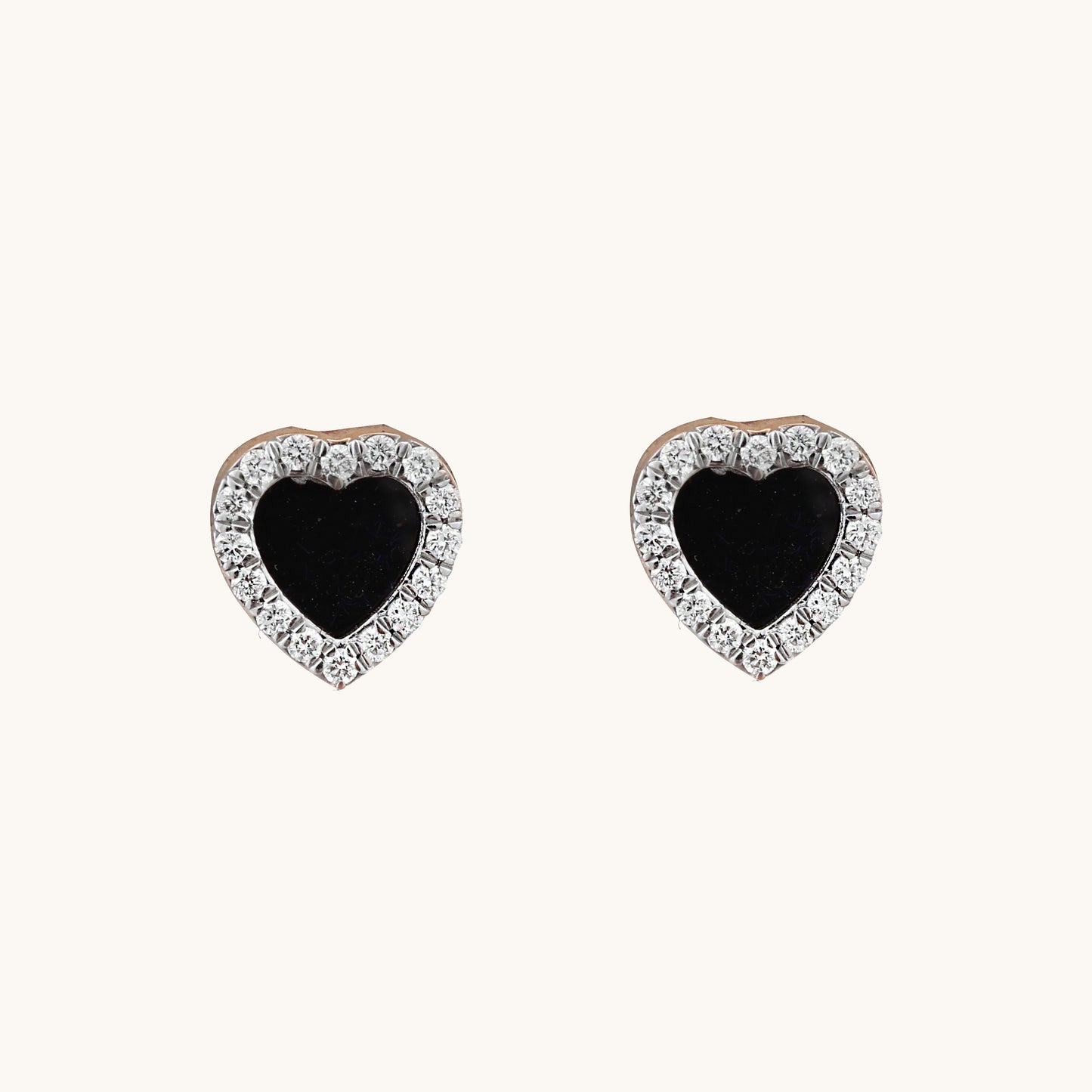 Heart Black Diamond Earrings in 18kt gold & VVS diamonds; certified BIS minimal jewelry gift for her under 40,000