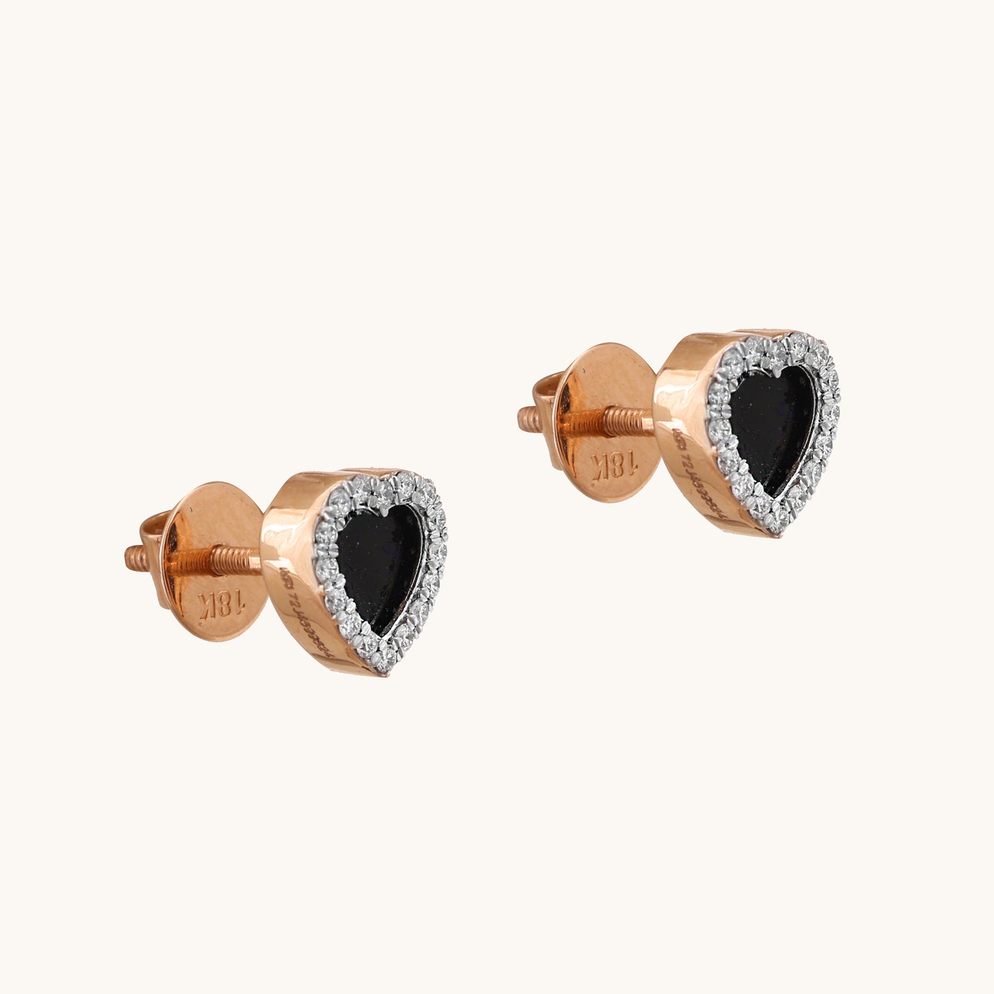 Heart Black Diamond Earrings in 18kt gold & VVS diamonds; certified BIS minimal jewelry gift for her under 40,000