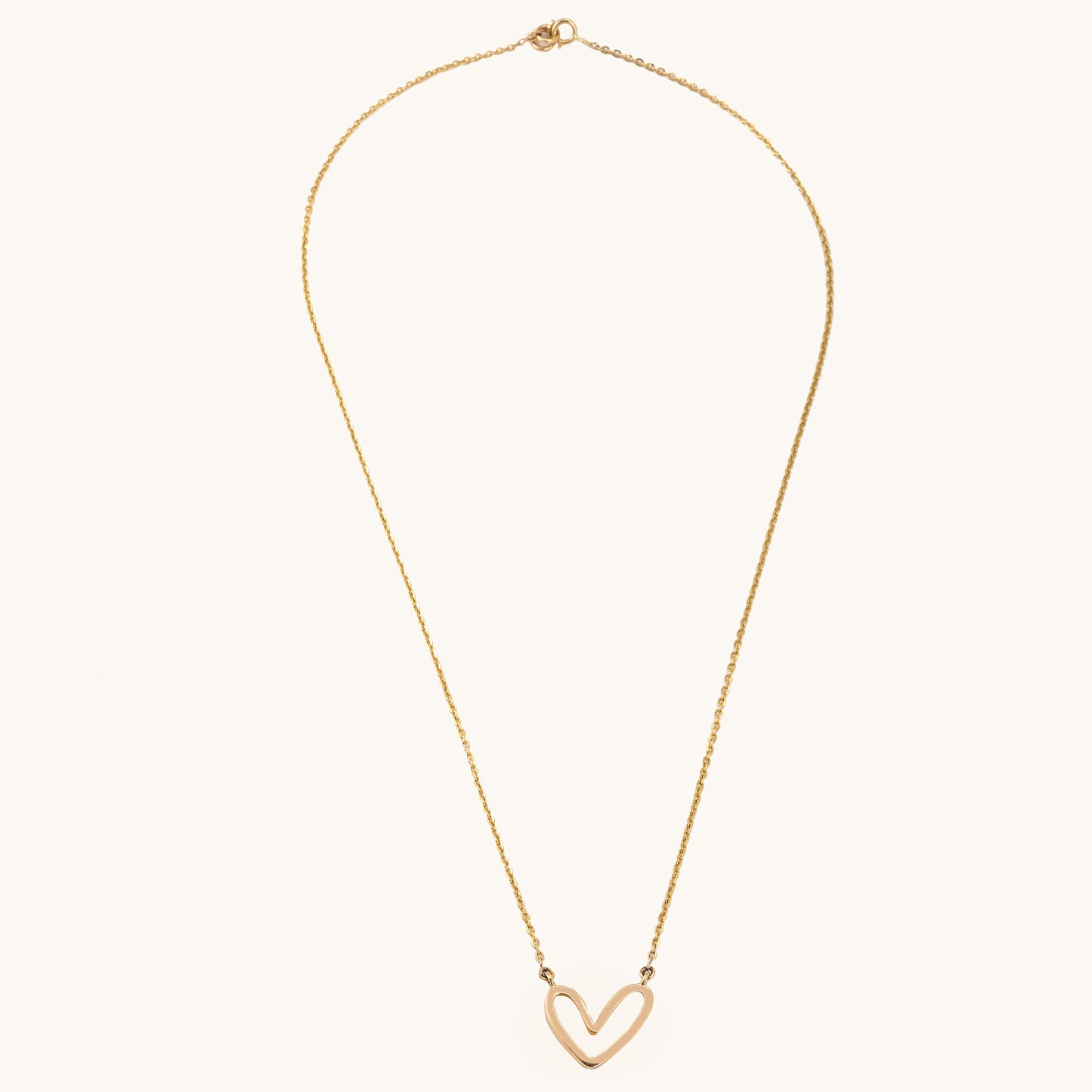 Heart Gold Necklace in 18kt gold; certified BIS minimalist jewelry gift for her under 40,000
