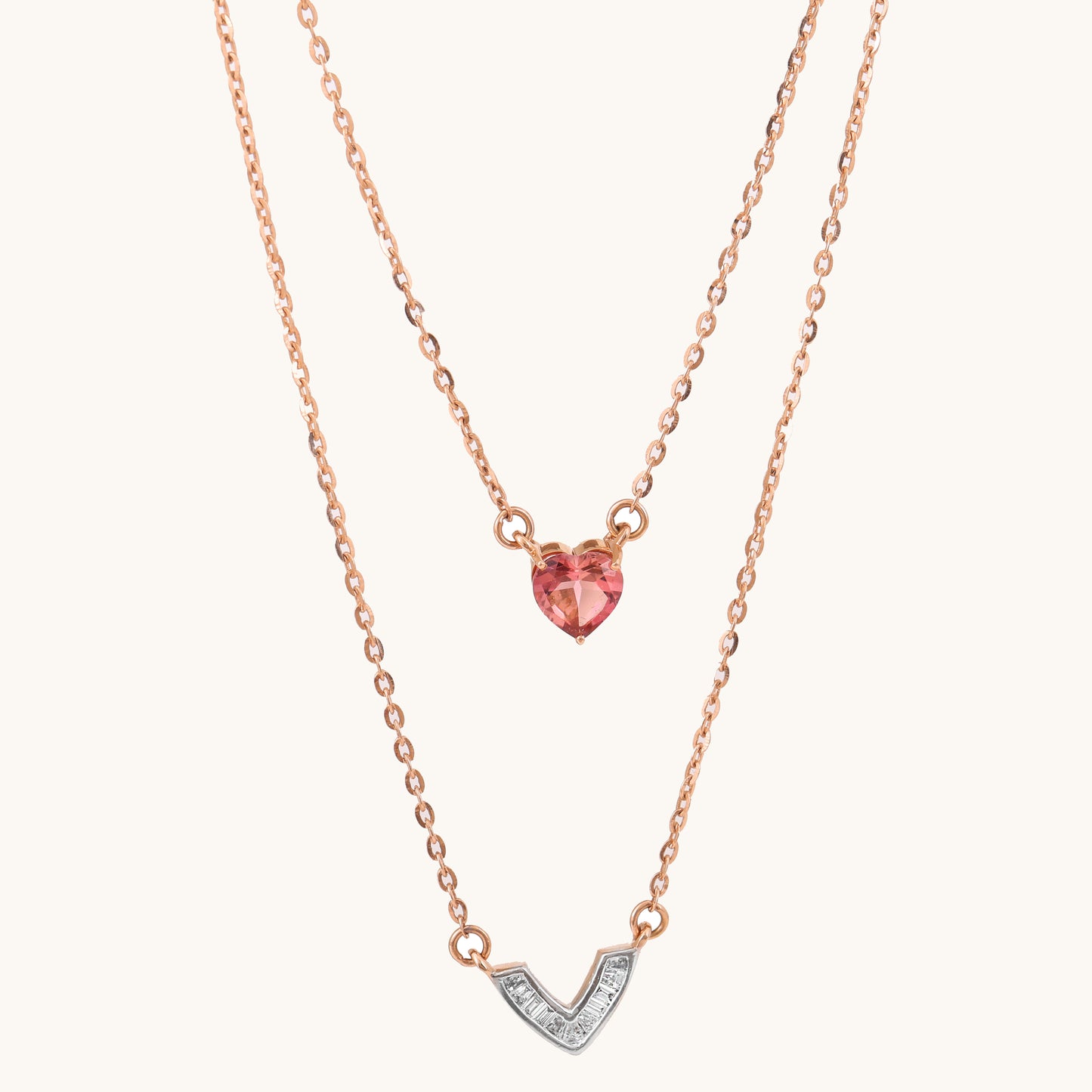 Heart Tourmaline Necklace in 18kt gold & natural diamonds; certified BIS hallmarked top gift for her under 60,000