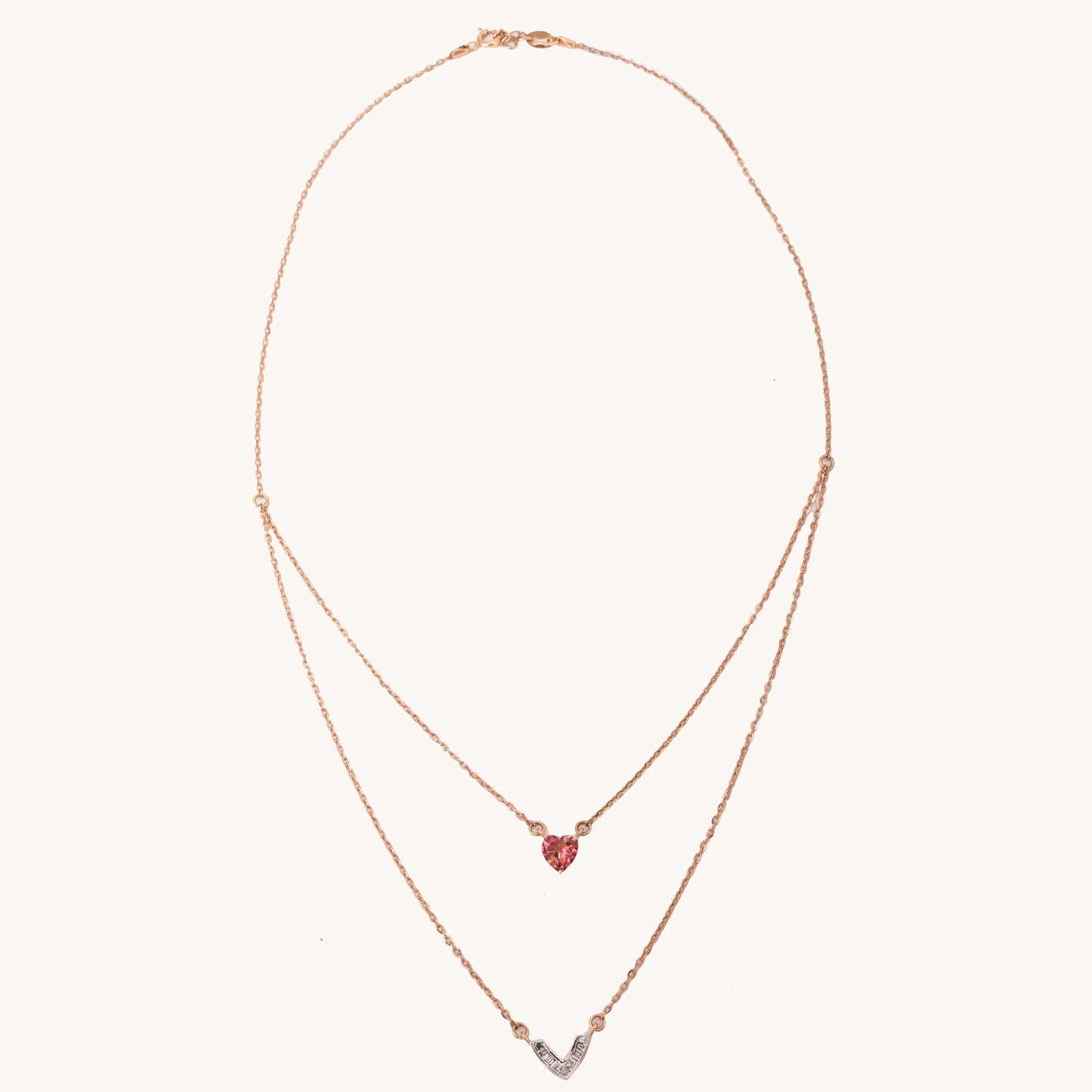 Heart Tourmaline Necklace in 18kt gold & natural diamonds; certified BIS hallmarked top gift for her under 60,000