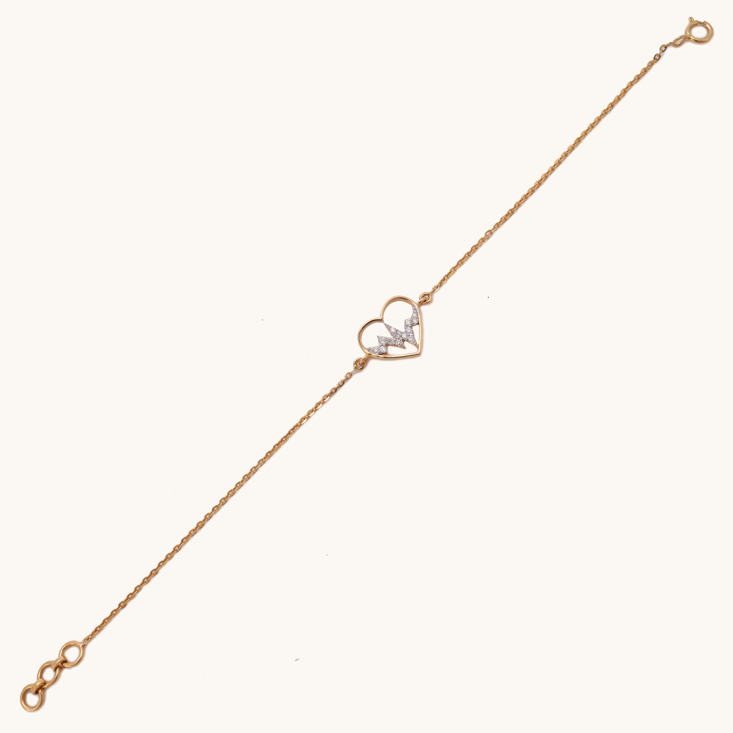 18kt Gold Heartbeat Diamond Bracelet with IGI certified VVS diamonds, perfect for everyday wear and special occasions. Shop Caratly Luxury Jewels under Rs. 25k.