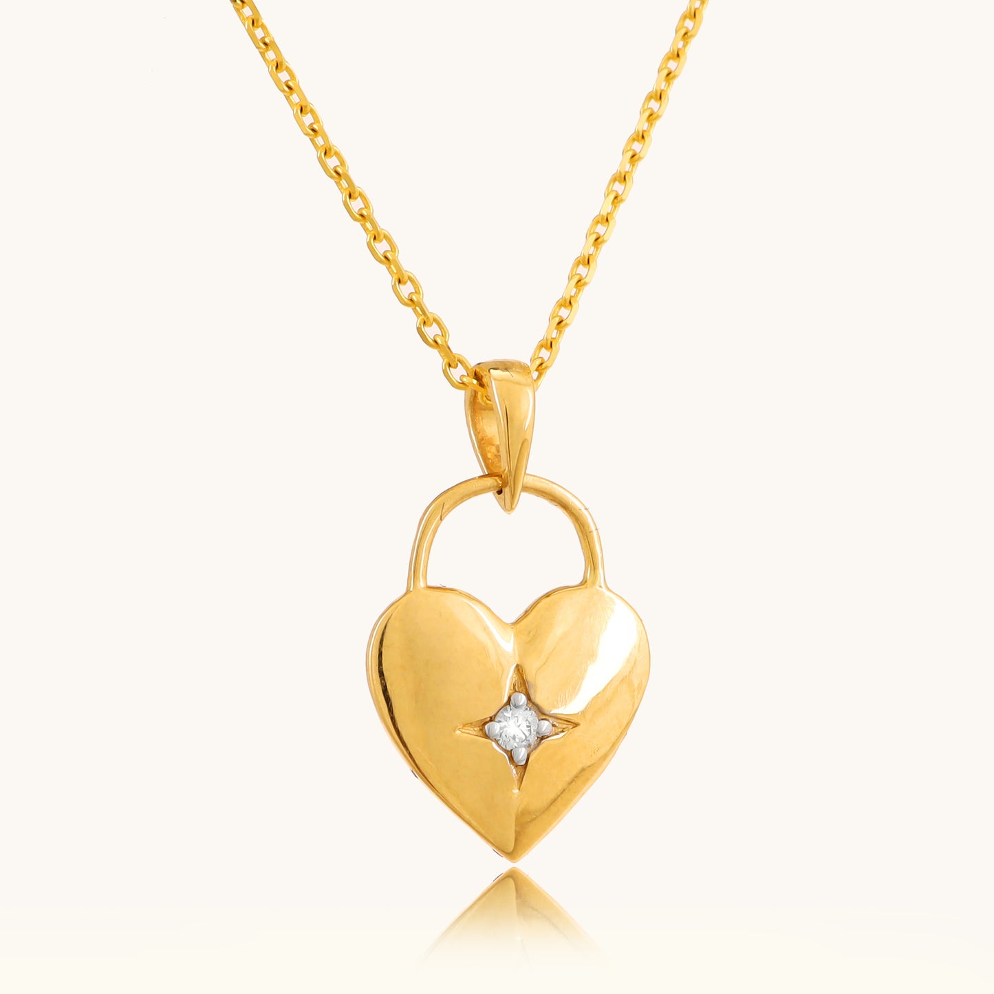 Minimalist Heartlock Diamond Pendant in 18kt gold with real diamonds – a dainty, lightweight pendant for women by Caratly, ideal for everyday wear under 15,000.
