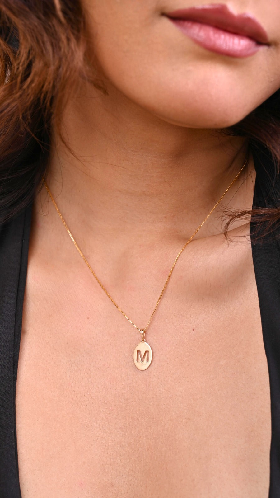 Letter "M" Gold Pendant in 18kt gold; certified BIS minimalist gift for her under 15,000 now!