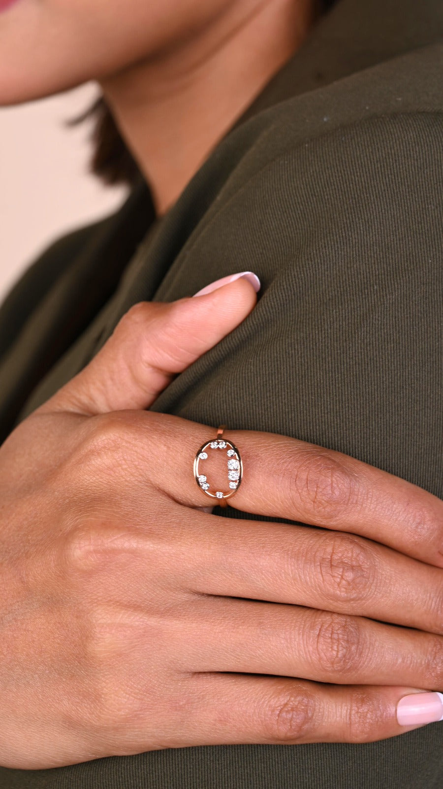 Oval Spark Diamond Ring in 18kt gold & VVS diamonds; certified BIS luxury jewelry, gift for her now under 50,000!