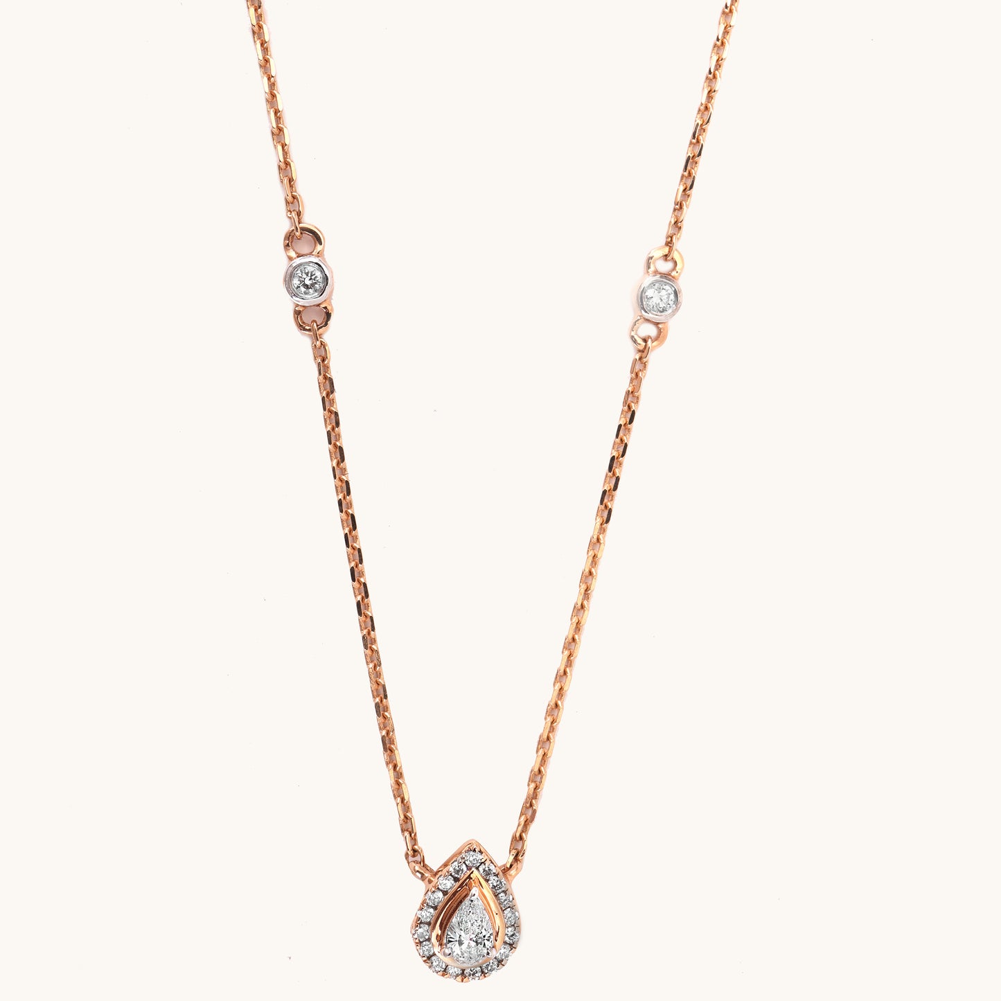 Pear Drop Solitaire Necklace: 18kt gold & natural diamonds, BIS hallmarked minimalist gifts for her under 50,000