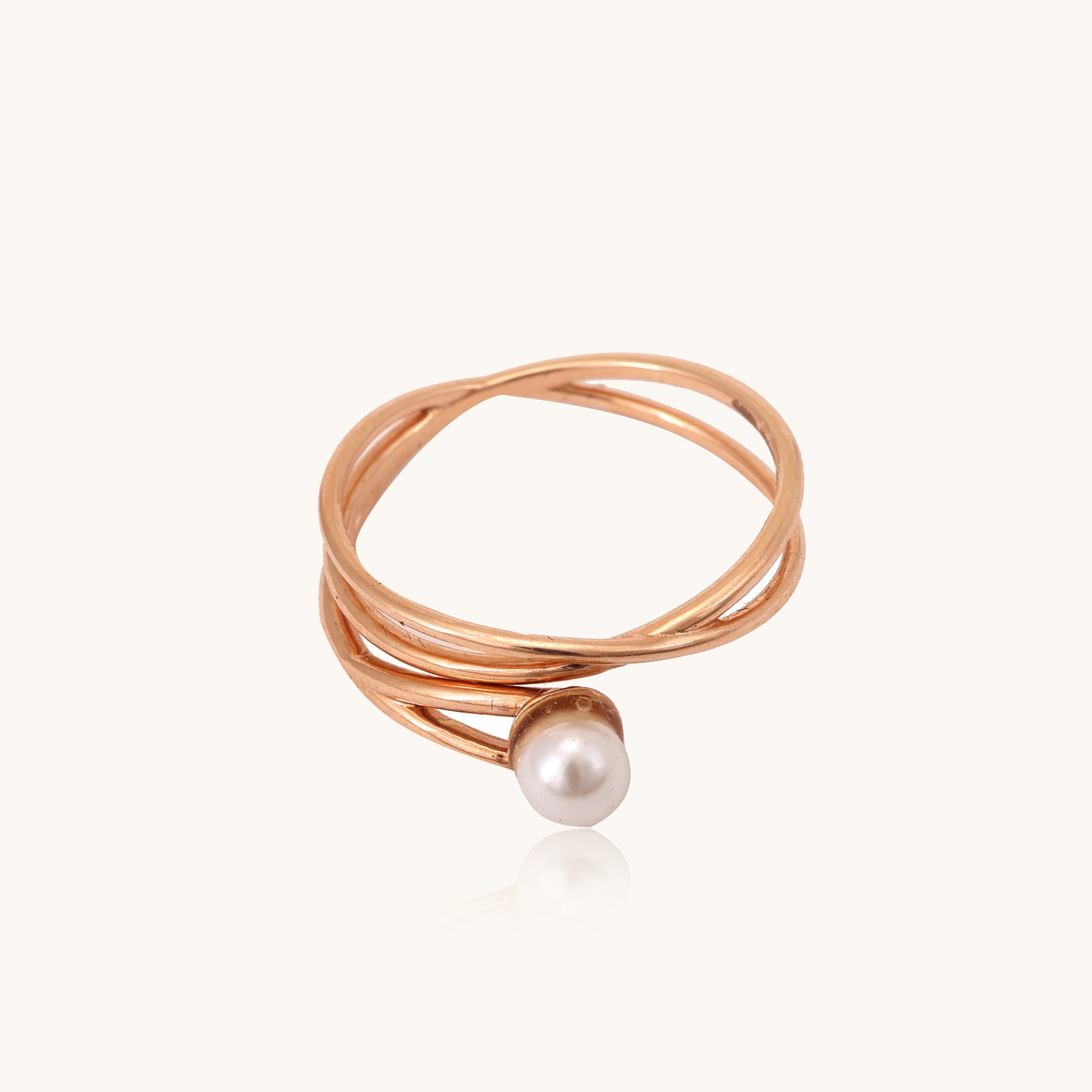 Pearl Entwine Gold Ring in 18kt gold & pearls; certified BIS minimalist jewelry gift for her under 15,000