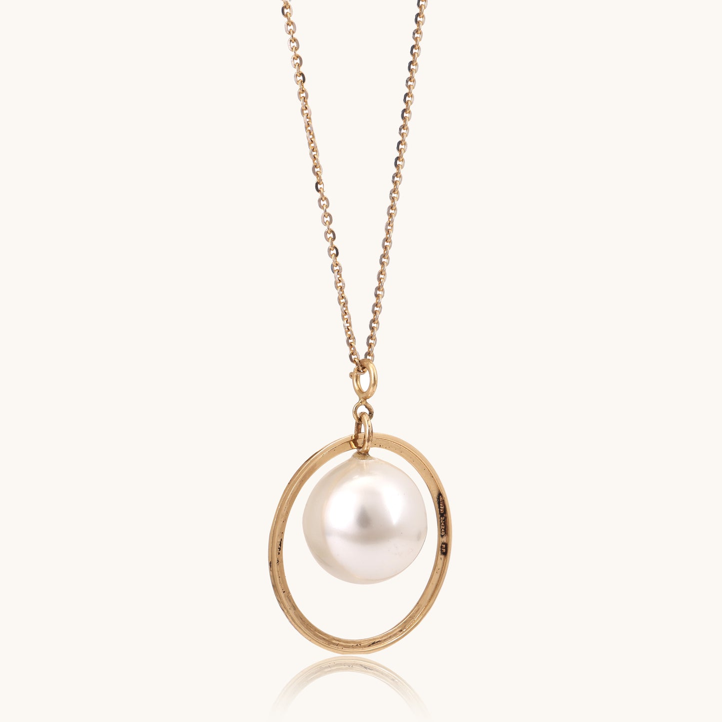 Pearl Flat Pendant in 18kt gold with pearl; certified BIS minimalist jewelry gift for her under 20,000