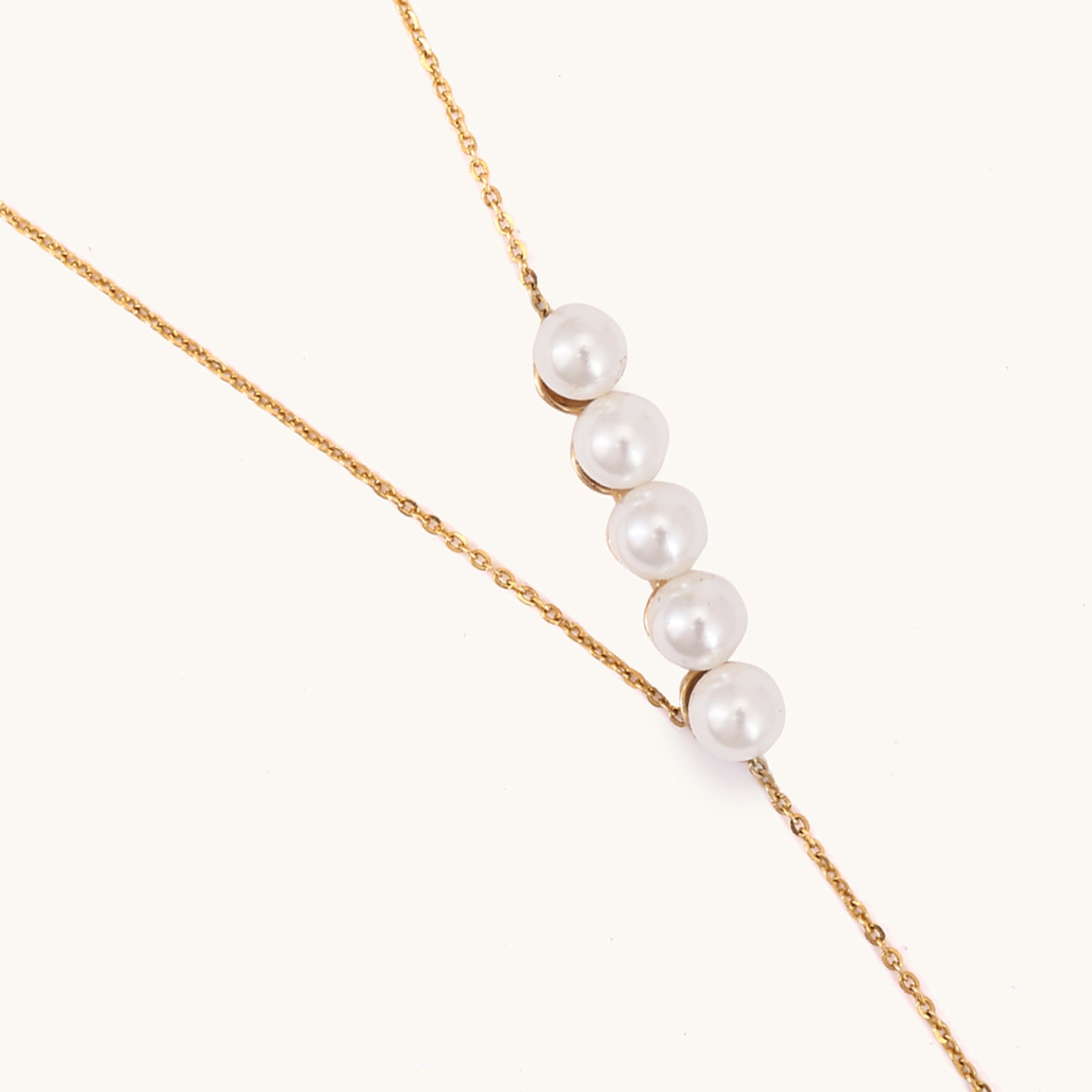 Pearl Party Gold Necklace in 18kt gold & pearls; certified minimalist jewelry gift for her now under 50k