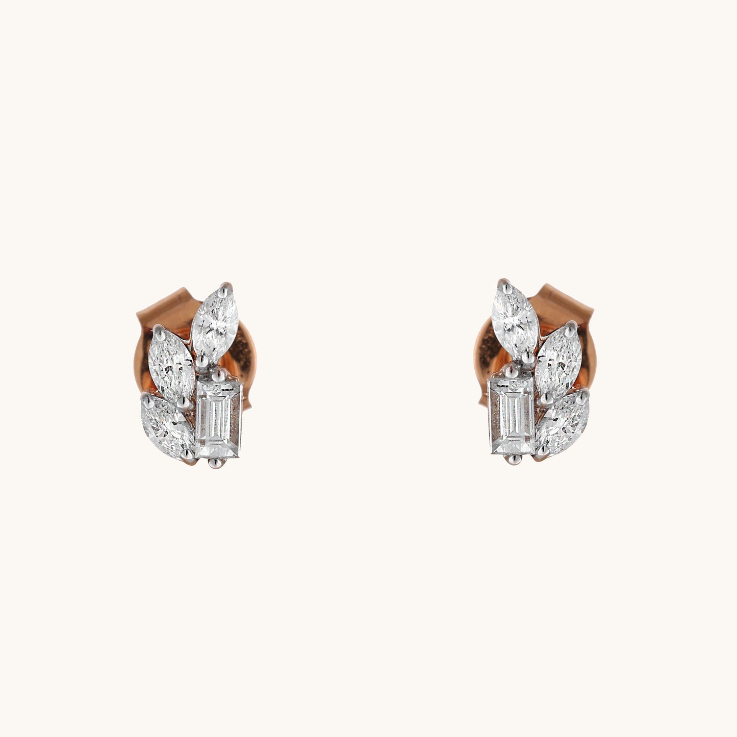 Petal Diamond Studs in 18kt gold with natural diamonds; BIS hallmarked minimalist jewelry for her under 50,000