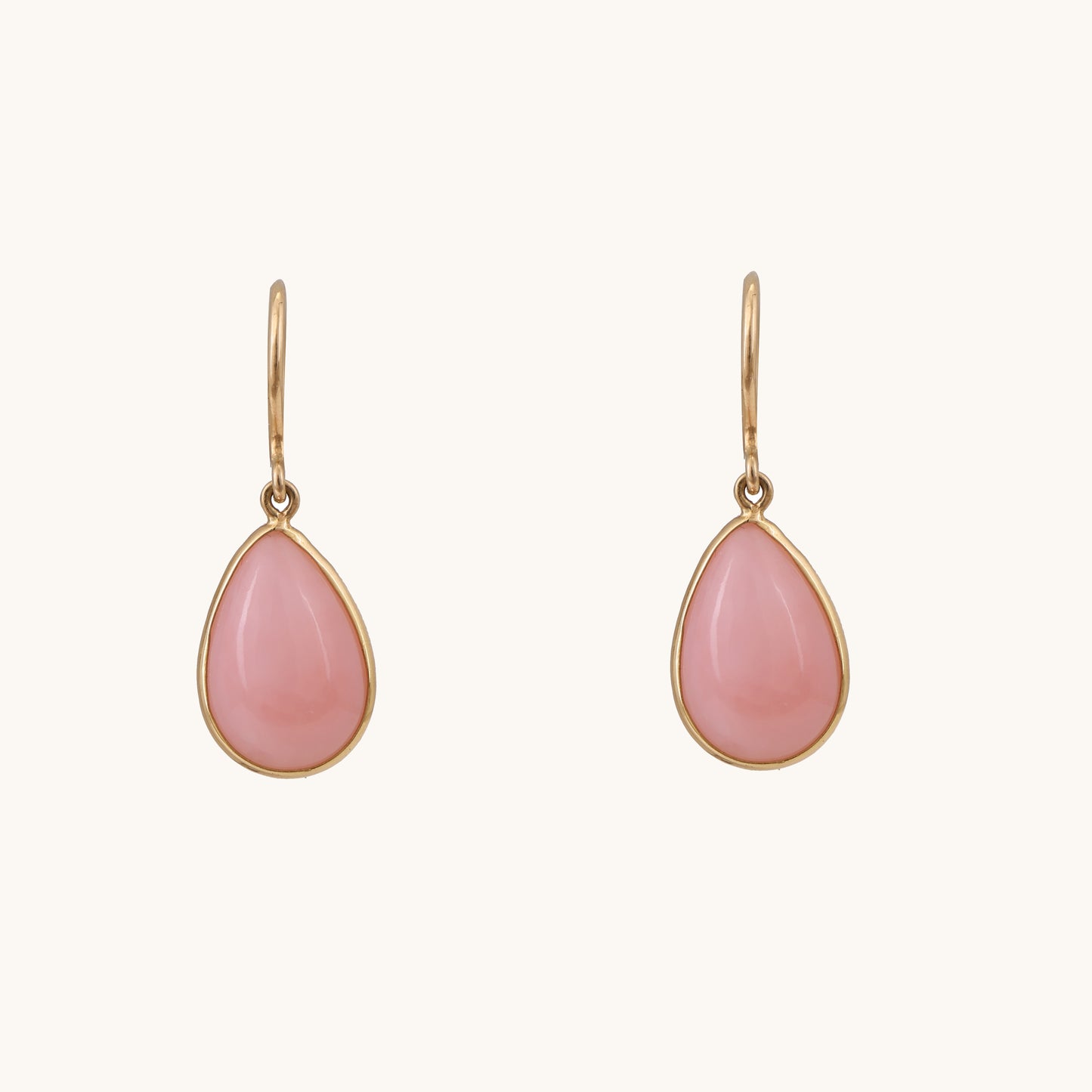 Pink Opal Gold Earrings 18kt gold with opals, certified BIS minimalist jewelry gift for her under 15k