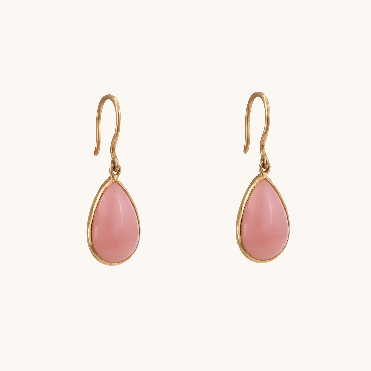 Pink Opal Gold Earrings 18kt gold with opals, certified BIS minimalist jewelry gift for her under 15k