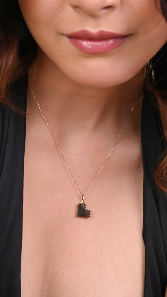 Pixel Heart Gold Pendant in 18kt gold; certified BIS minimalist jewelry gift for her under 15,000!