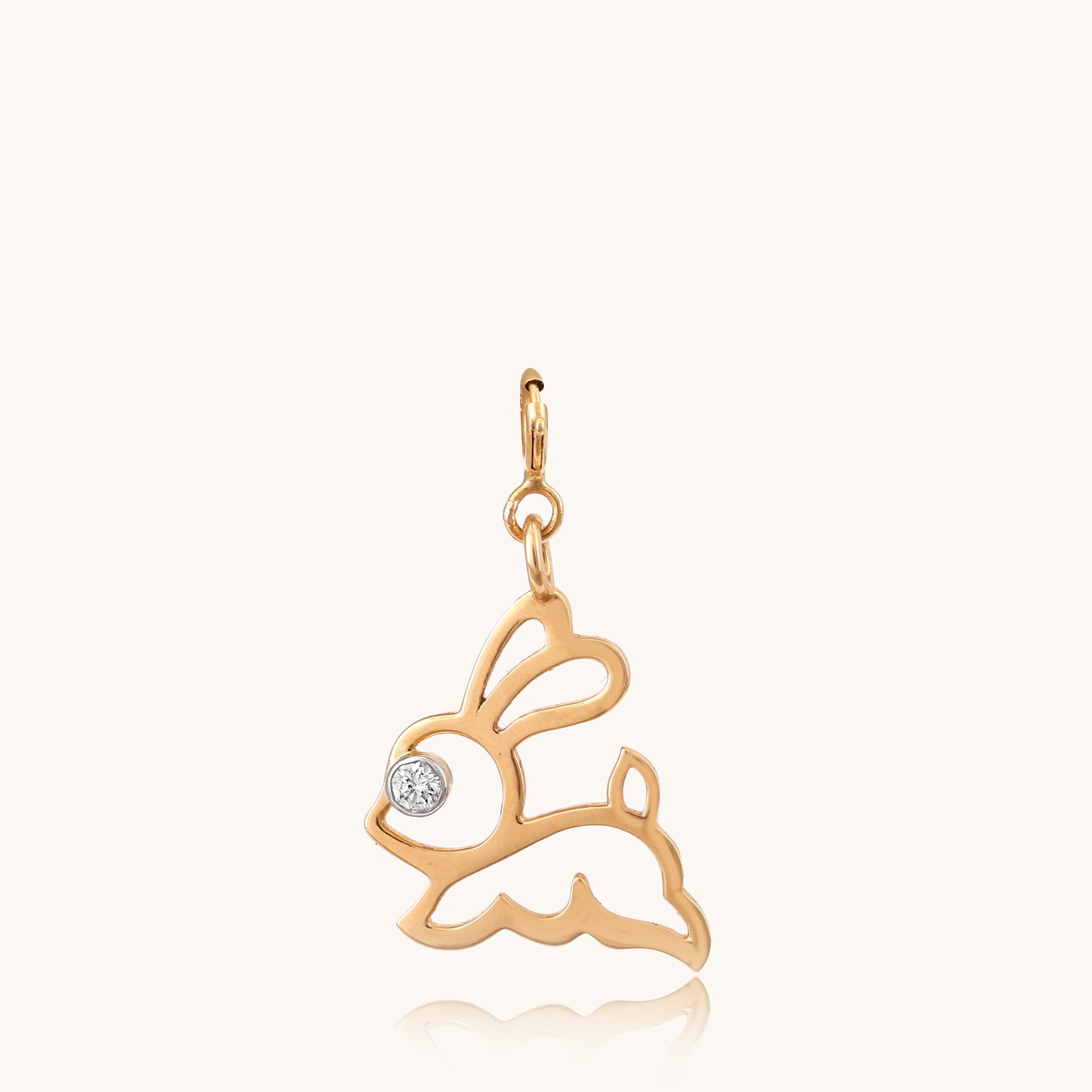 Rabbit Diamond Pendant in 18kt gold with natural VVS diamonds; certified BIS minimalist jewelry gift under 15k