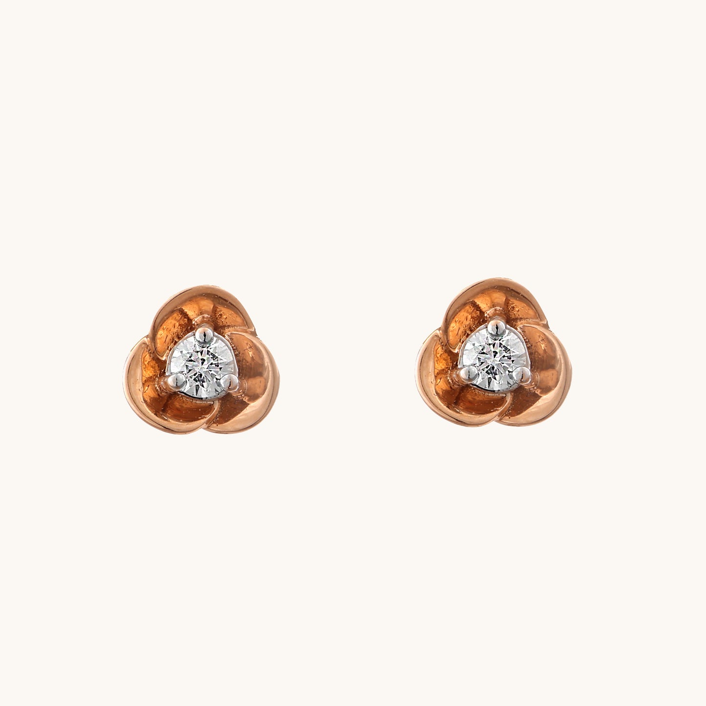 Rose Diamond Earrings in 18kt gold with natural VVS diamonds; certified BIS jewelry gift for her under 30,000