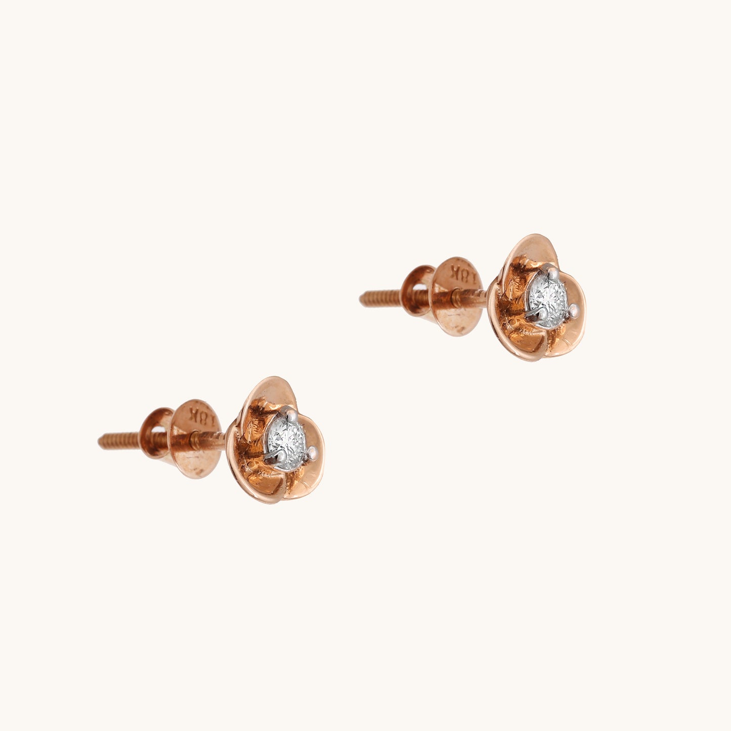 Rose Diamond Earrings in 18kt gold with natural VVS diamonds; certified BIS jewelry gift for her under 30,000
