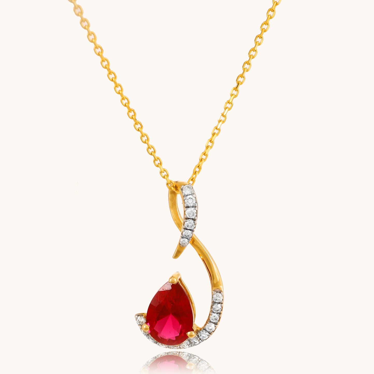 Sway Red Diamond Pendant in 18kt gold & IGI-certified VVS diamonds. Affordable Caratly luxury jewelry under 30k, perfect for gifts or everyday wear.