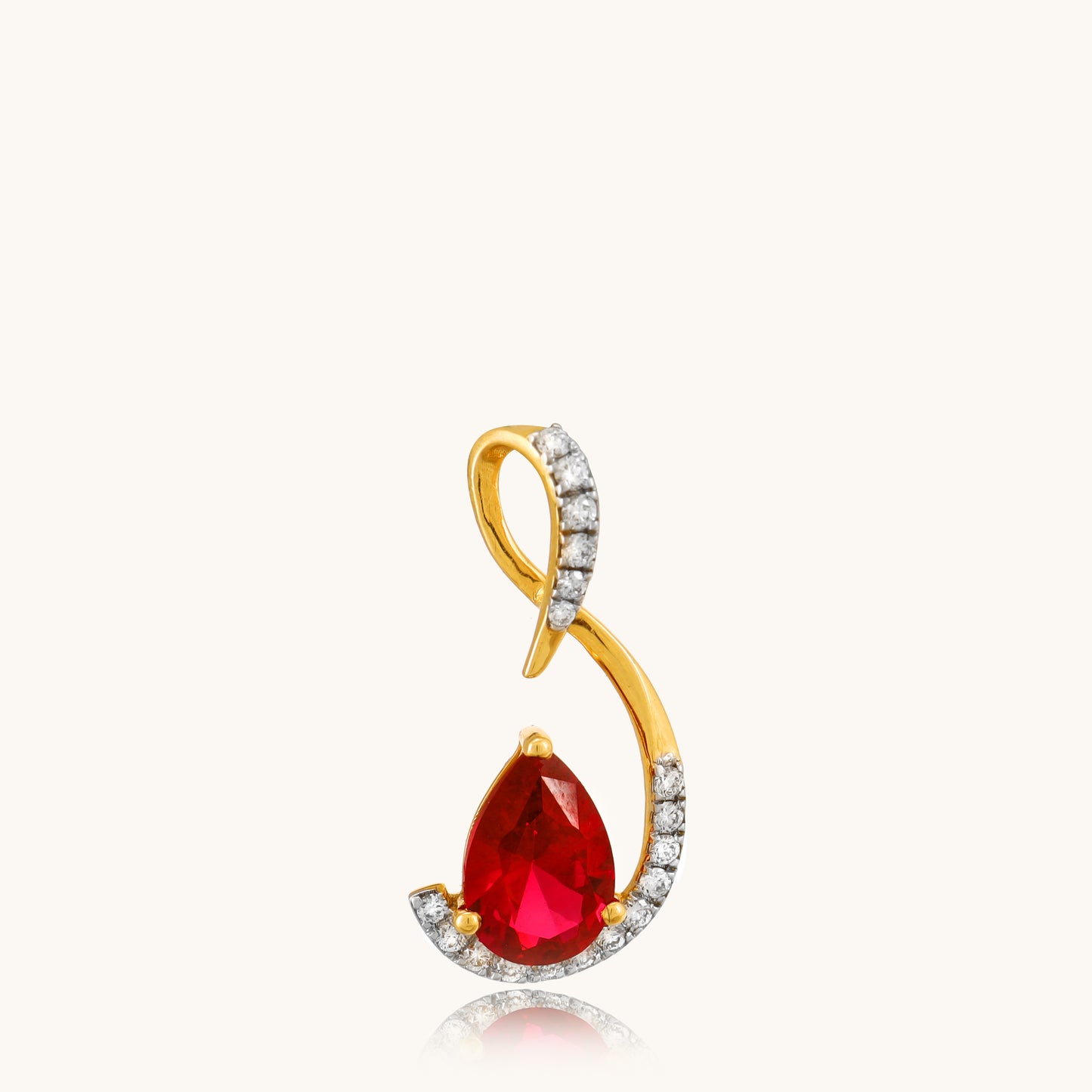 Sway Red Diamond Pendant in 18kt gold & IGI-certified VVS diamonds. Affordable Caratly luxury jewelry under 30k, perfect for gifts or everyday wear.